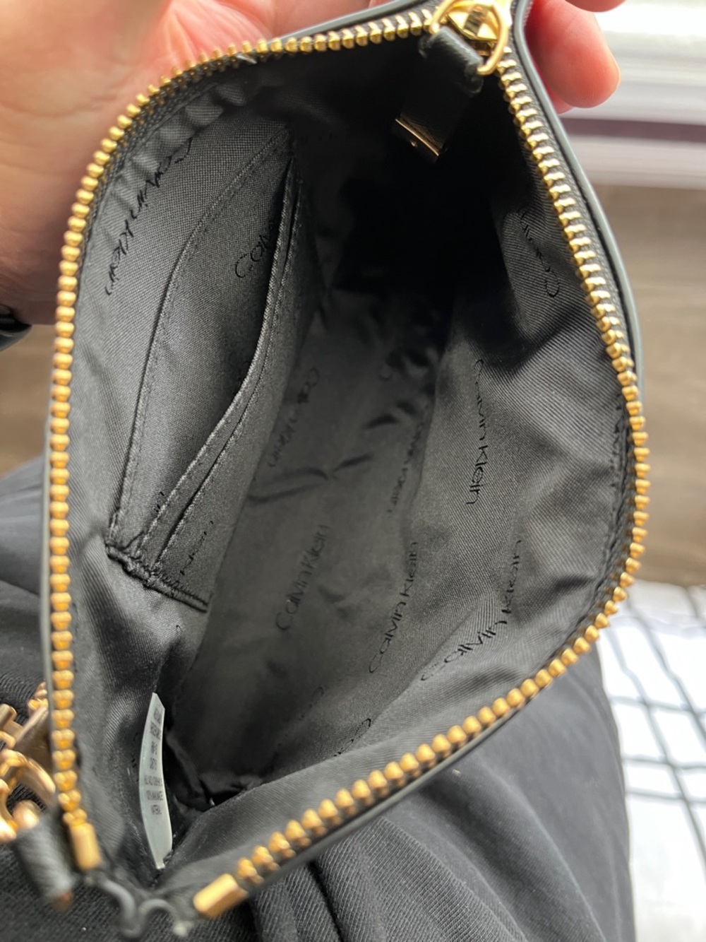 Calvin Klein Black Leather Wristlet with Gold Logo - Picture 5 of 11